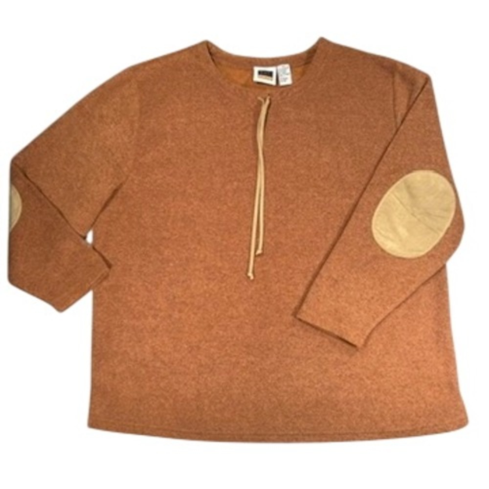 C.S.T. Sport Elbow Patch Pullover Sweatshirt 2X Women Orange Textured Fleece
